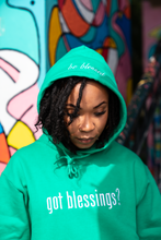 Load image into Gallery viewer, “got blessings?” 2.0 Kelly Green Hoodie